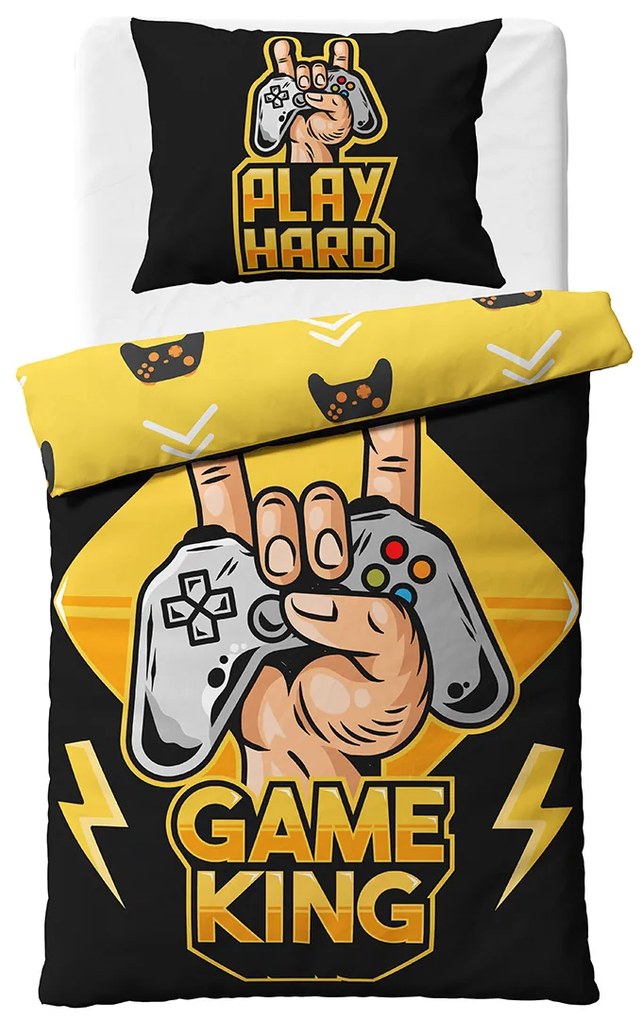 TipTrade Bavlnené obliečky 140x200 + 70x90 cm - Gamer King
