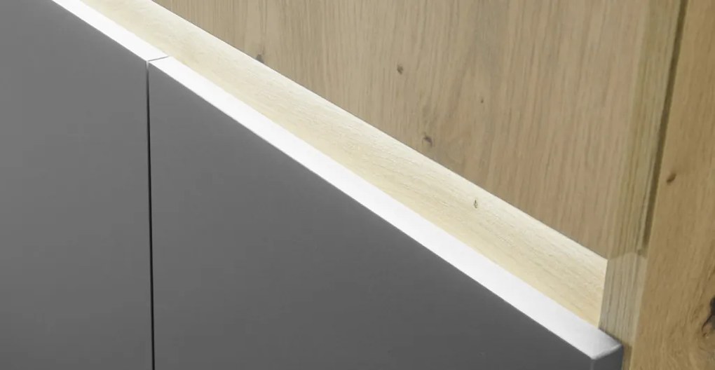 TV skříňka s policí Lille, dub artisan/antracit, s osvětlením