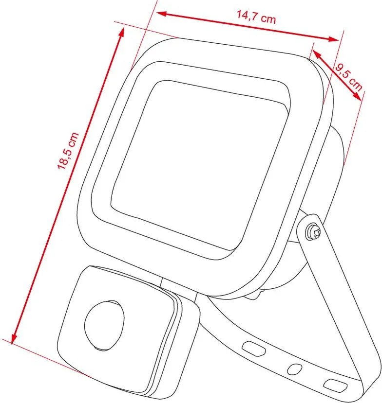 LED úsporný reflektor AVENBERG SENZOR s PIR pohybovým čidlom 20W