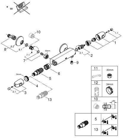 GROHE 34550000 - Termostatická sprchová batéria GROHTHERM 1000 DN 15 chróm