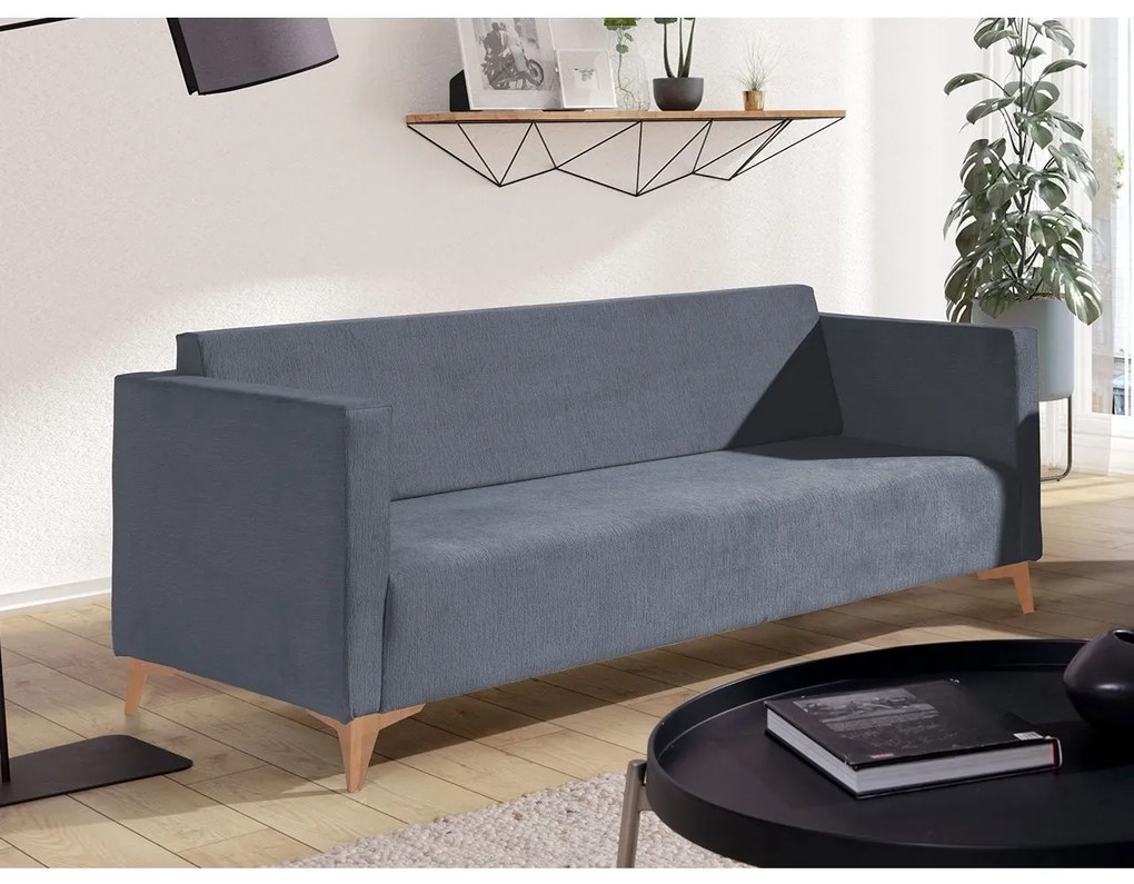Pohovka Denim 3, Dostupné poťahy: Solo 263, Farby nožičiek: biely lesk