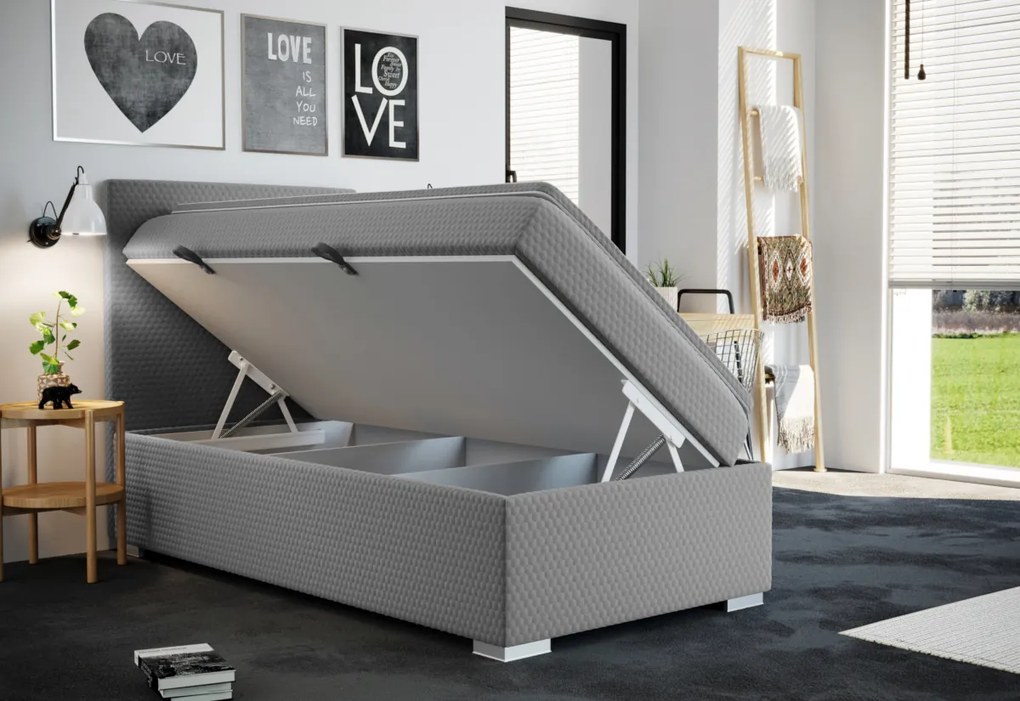 Čalúnená posteľ boxspring ICON + topper, 80x200, sawana pik honey 72, pravá