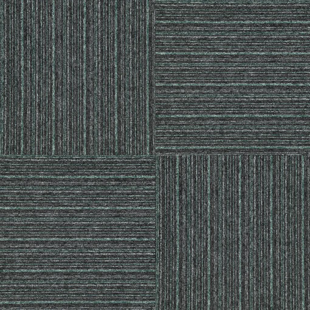 Balta koberce Kobercový štvorec Sonar Lines 4577 zelenočierny - 50x50 cm