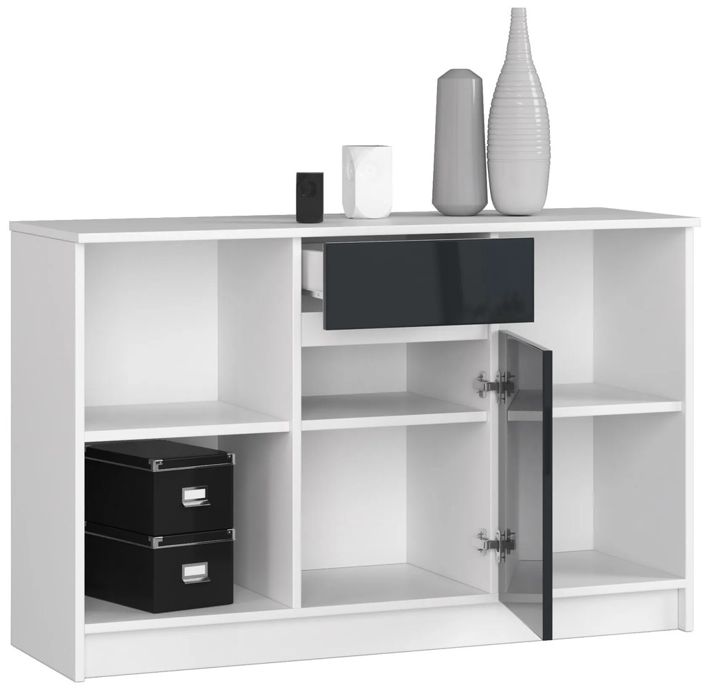 Komoda Briar (biela + grafit lesk). Akcia -20%. Vlastná spoľahlivá doprava až k Vám domov. 1069873