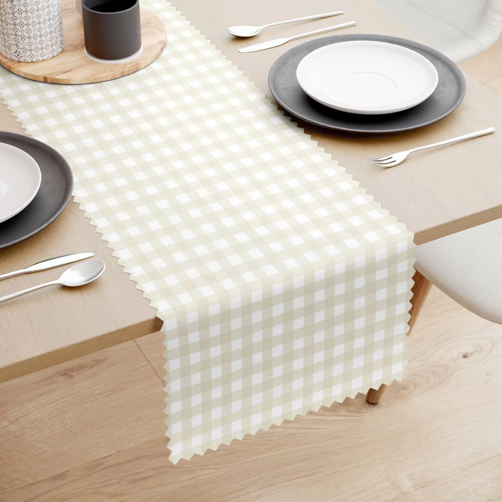 Goldea behúň na stôl teflónový - béžové kocky 50x140 cm