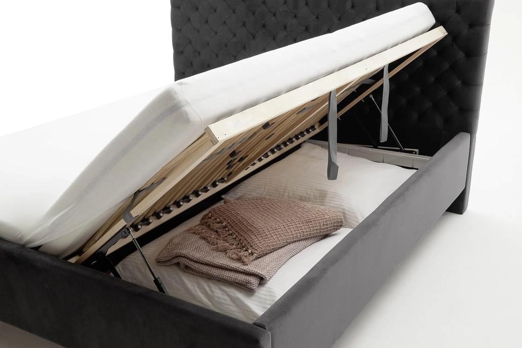 Čalúnená posteľ oliver s úložným priestorom 180 x 200 cm antracitová MUZZA