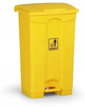 Plastový odpadkový kôš Leo, objem 87 l, žltý