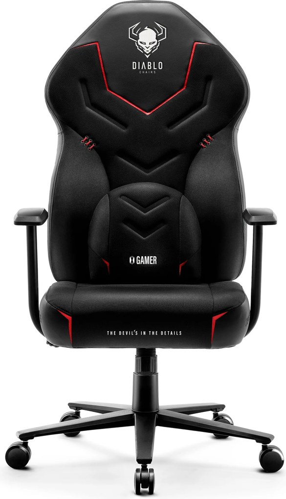 Herné kreslo z eko-kože Normal Size, čierny-sivý: Diablo X-Gamer 2.0 Dark Obsidian