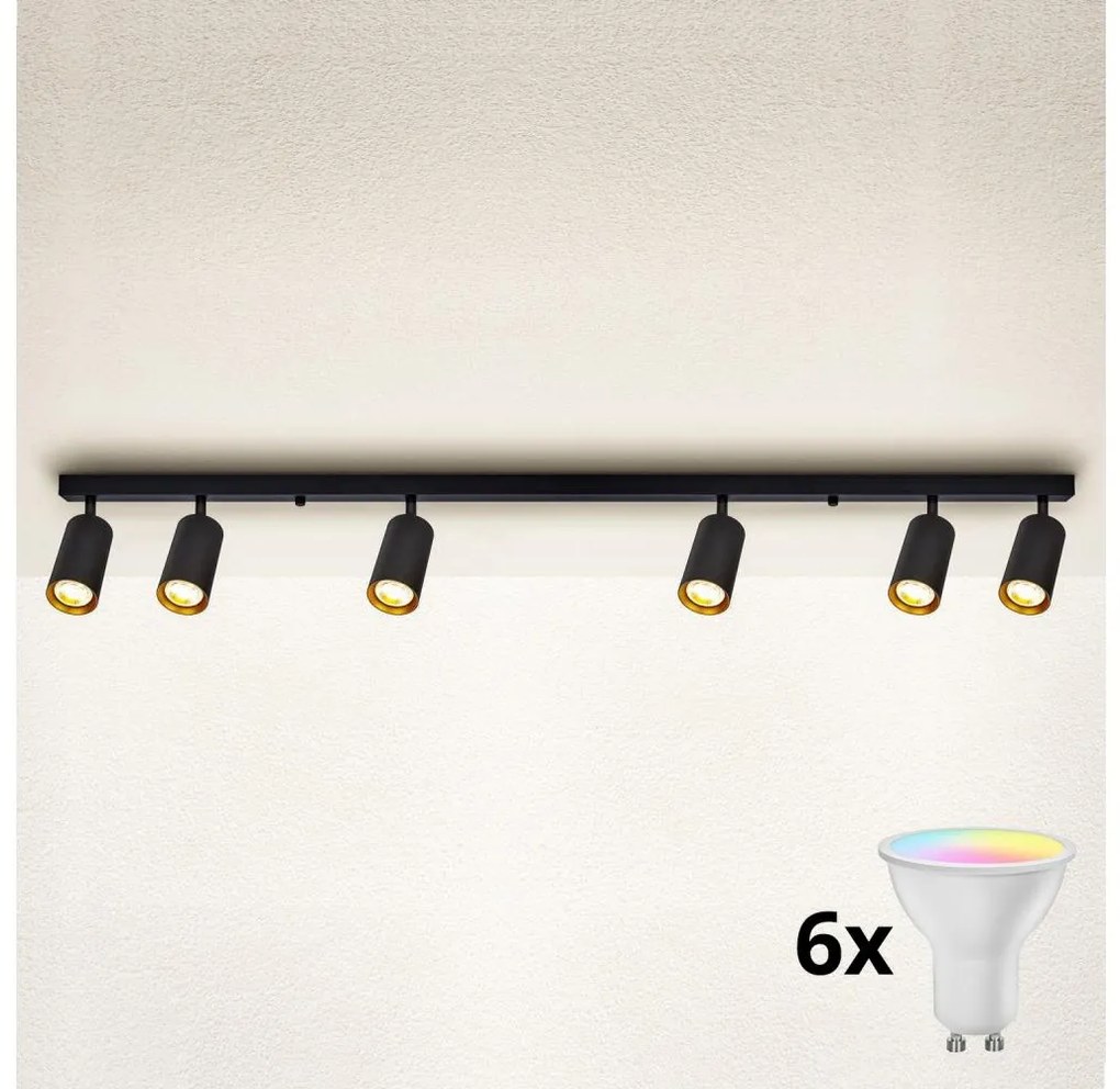 Brilagi - LED Stmievateľné bodové svietidlo SELE 6xGU10/6,5W/230V čierna/zlatá