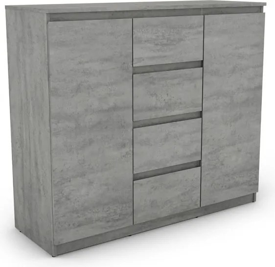Široká komoda so 4 zásuvkami Carlos, šedý betón, 120 cm