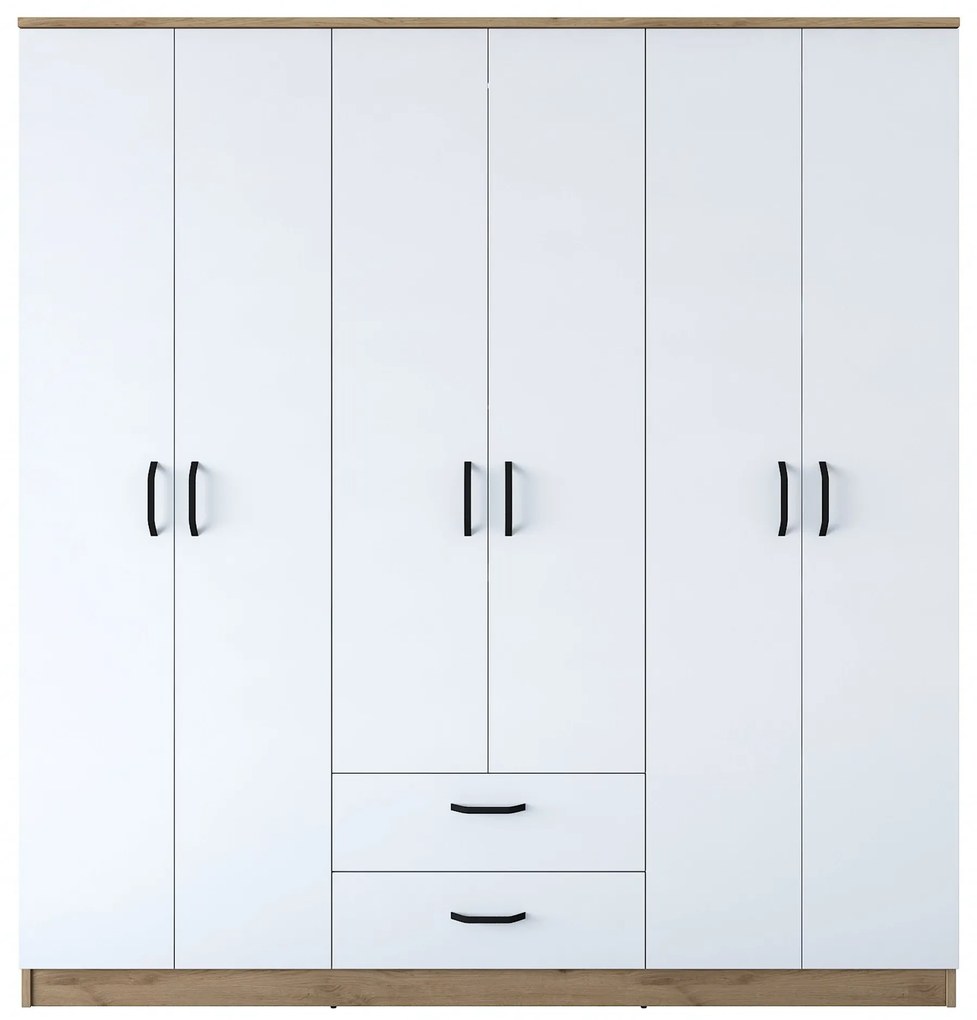Šatní skříň BA 115 180 cm ořech/bílá