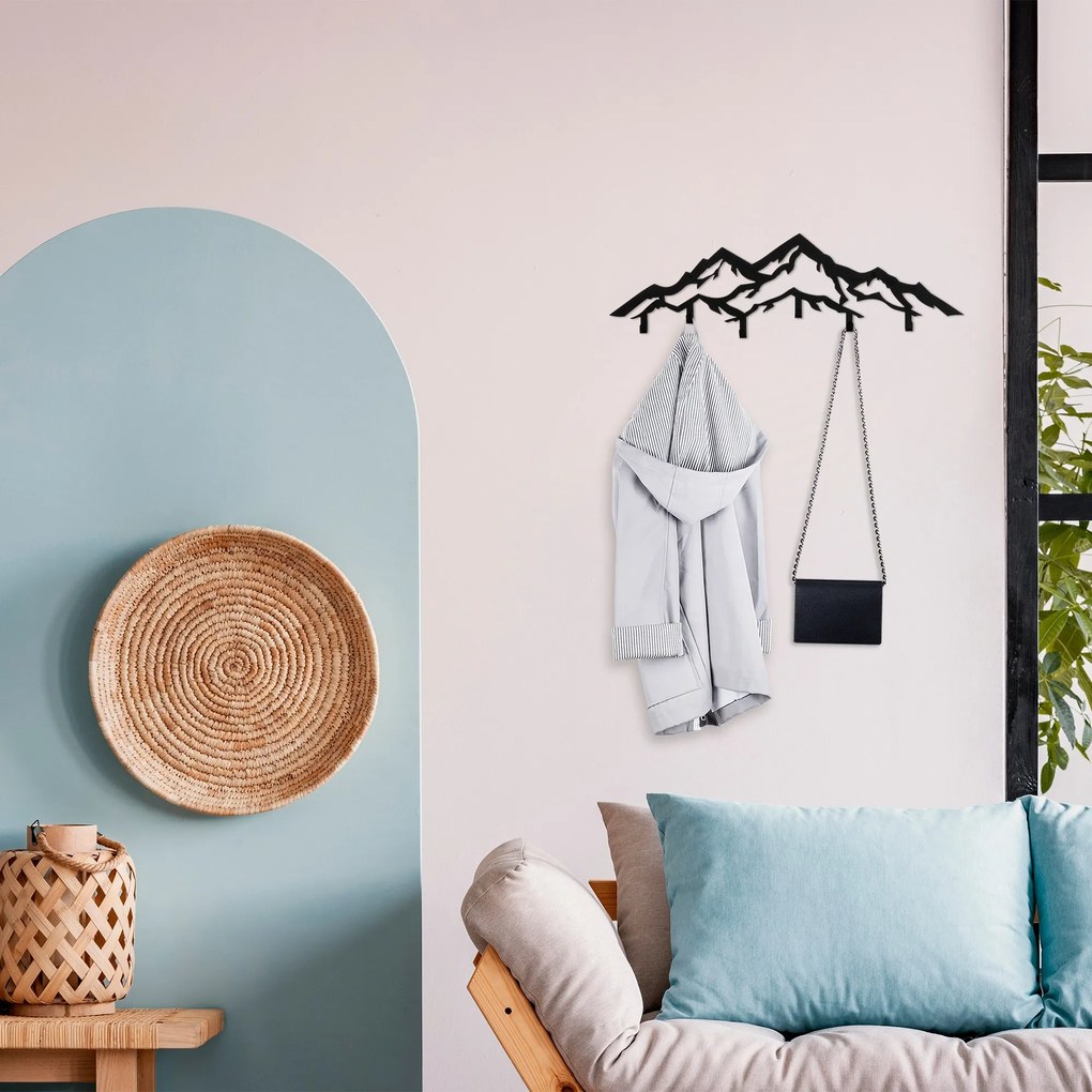 Nástenný kovový vešiak Dag 80 cm čierny