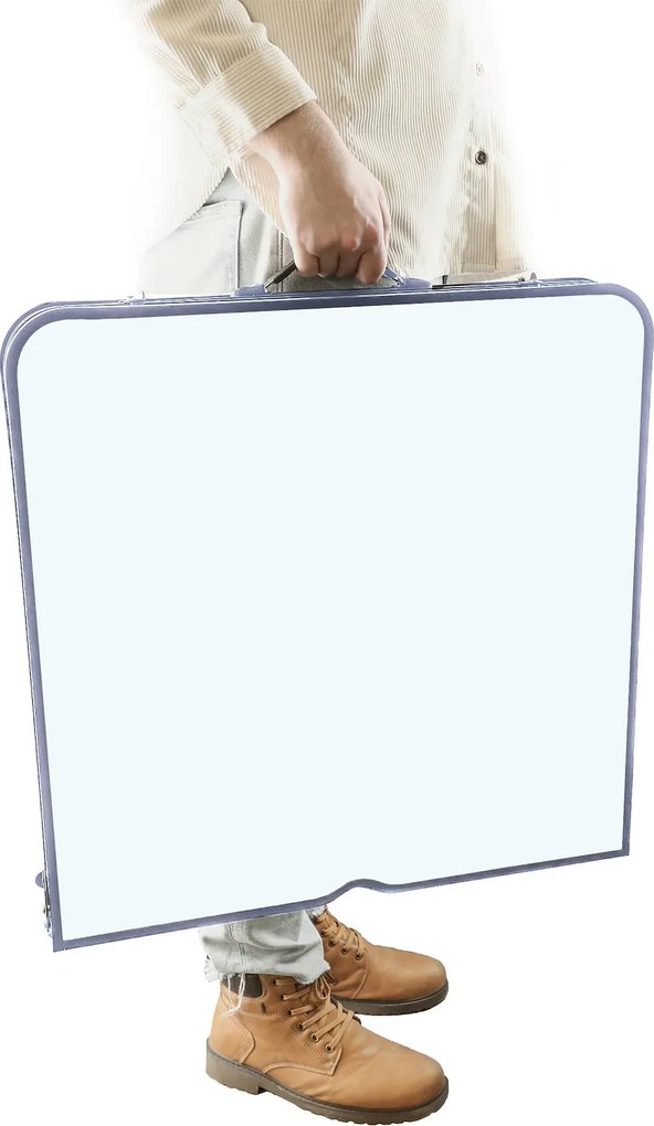 JU Skladací kempingový stolík + 4 stoličky, biely