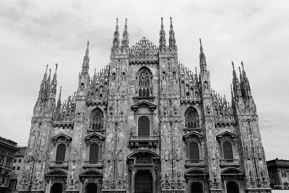 Samolepiaca fototapeta Milánska katedrála v čiernobielom - 375x250