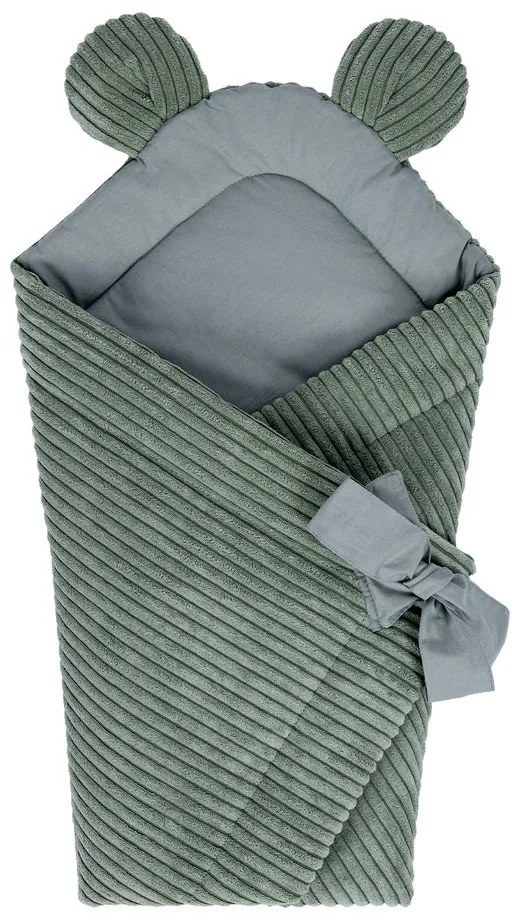 Zelená menčestrová detská zavinovačka 35x65 cm – Meowbaby