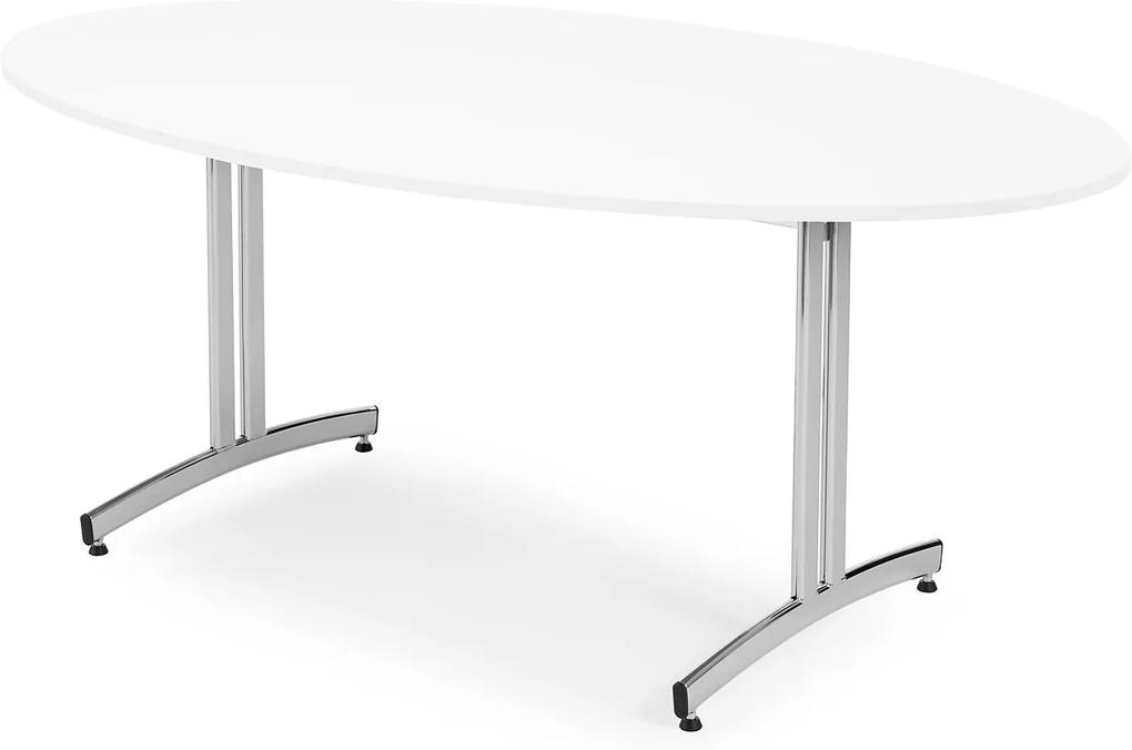 Jedálenský stôl Sanna, oválny, 1800x1000 mm, biela / chróm