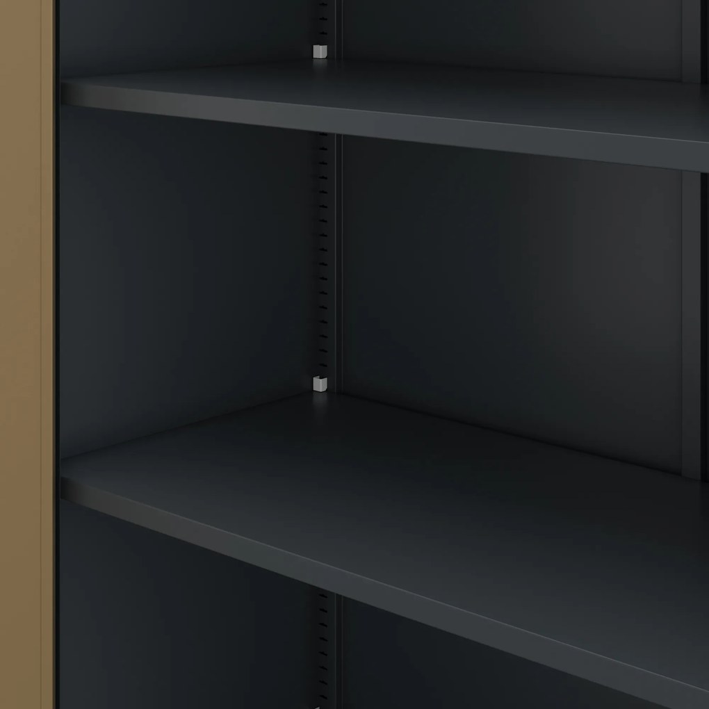 Kancelárska kovová skrinka na dokumenty JAN II, Eco Design: antracit/orech