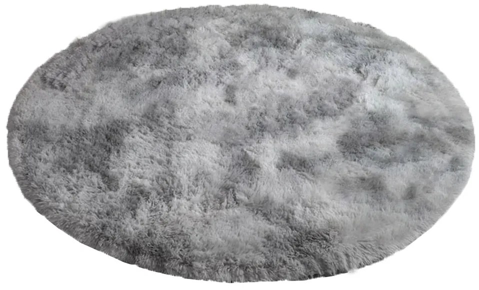 Sivý okrúhly shaggy koberec Ombre Rozmer: 160 cm