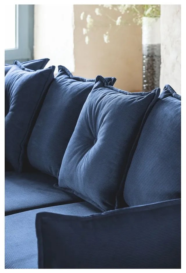 Tmavomodrá menčestrová rozkladacia rohová pohovka (variabilná) Lazy Lukka – Miuform