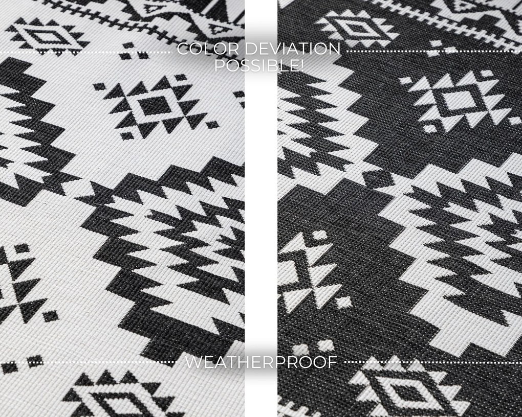 ELLE Decoration, Kusový koberec Gemini 106019 Black z kolekcie Elle – na von aj na doma, 160x230, čiernobiela, chodba / predsieň