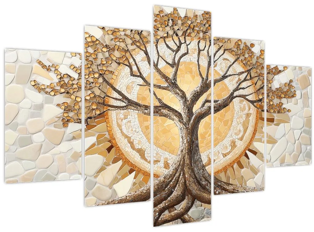 Obraz – Zlatý strom života v mozaike (150x105 cm)