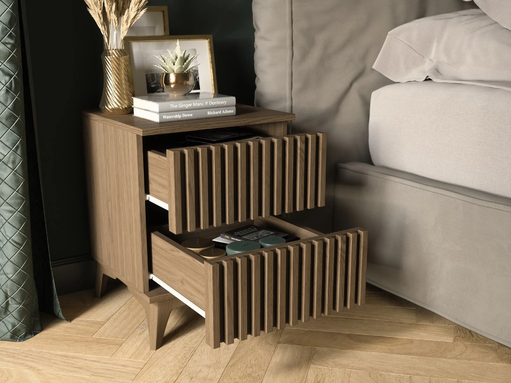 AKCIA Nočný stolík ENTSIAN 40x40cm, dub artisan II. akosť