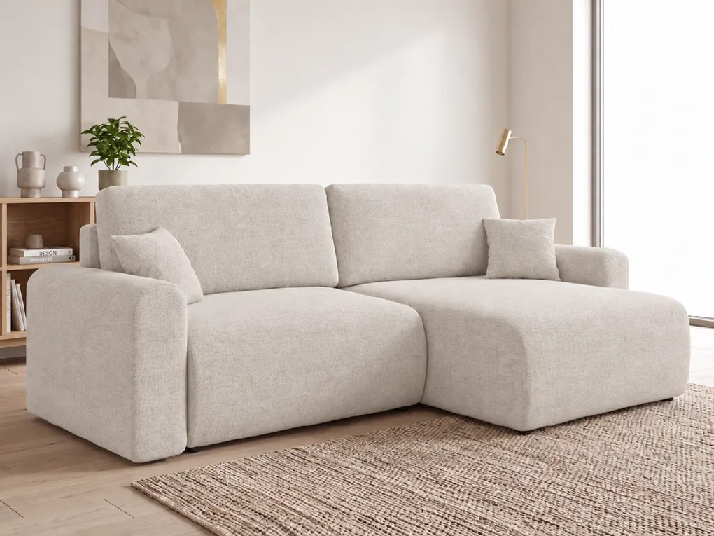 Rozkladacia obojstranná sedacia súprava do L NORDEN PAROS 250x140 cm, krémová