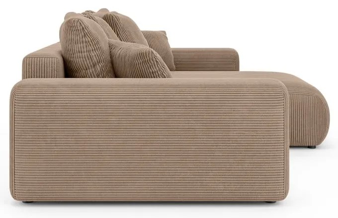 Béžová menčestrová rozkladacia rohová pohovka s úložným priestorom (variabilný roh) Luma – Ropez