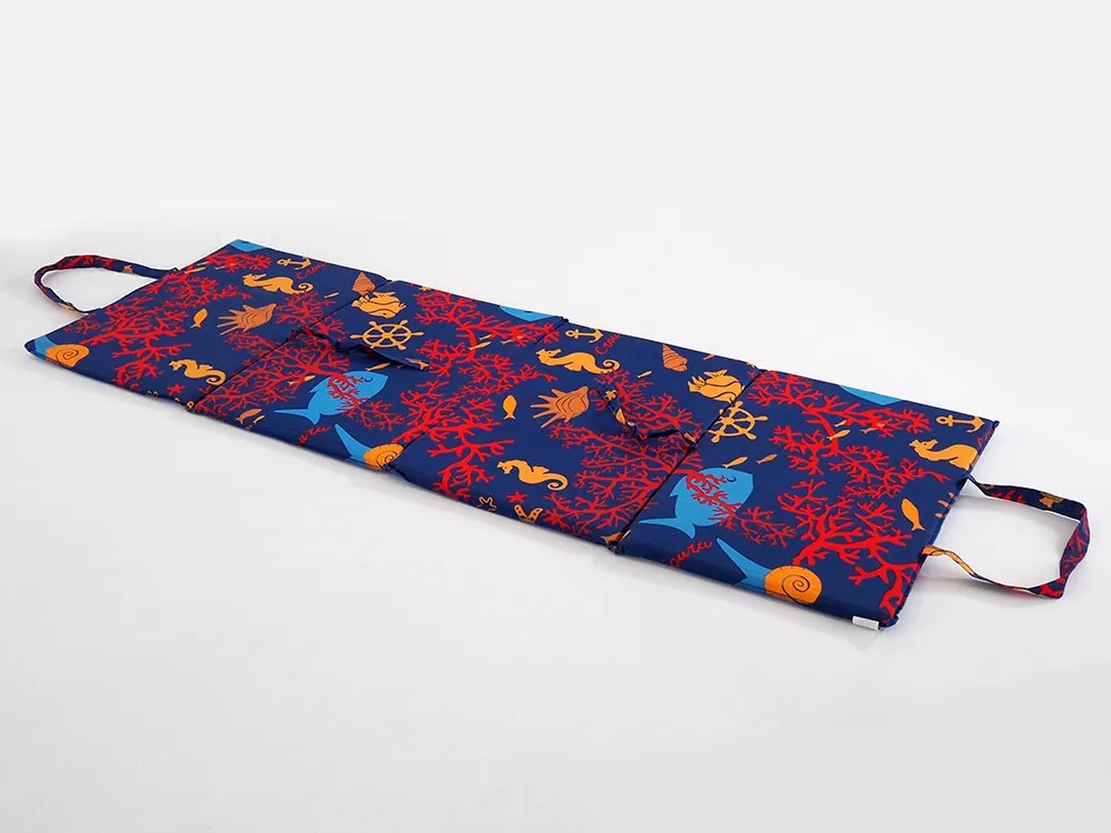 Plážové ležadlo MORSKÝ KONÍK S KORALMI 137x49 cm, modré