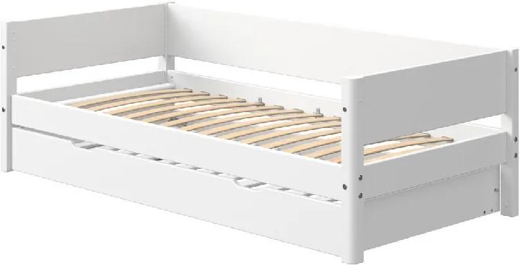 Biela detská posteľ s výsuvným lôžkom Flexa White Single, 90 × 200 cm