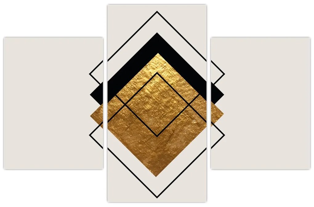 Obraz - Abstrakcia zlatá a biela N⁰1 (90x60 cm)