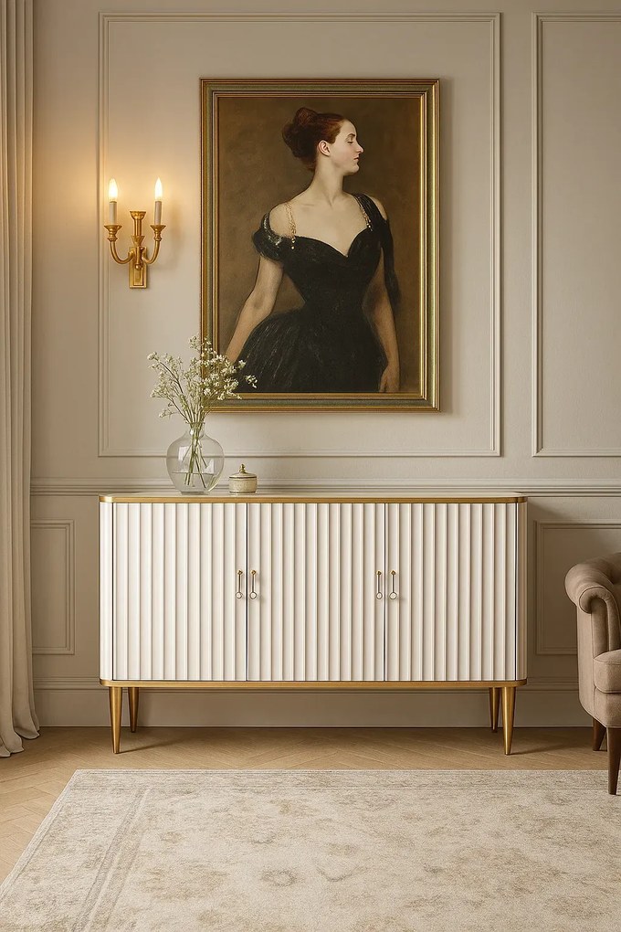 Komoda Stilig ST313 160 cm biela/zlatá