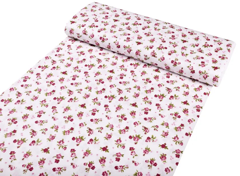 Biante Detské bavlnené posteľné obliečky do postieľky Sandra SA-344 Ružovo-červené ružičky na bielom Do postieľky 90x140 a 50x70 cm