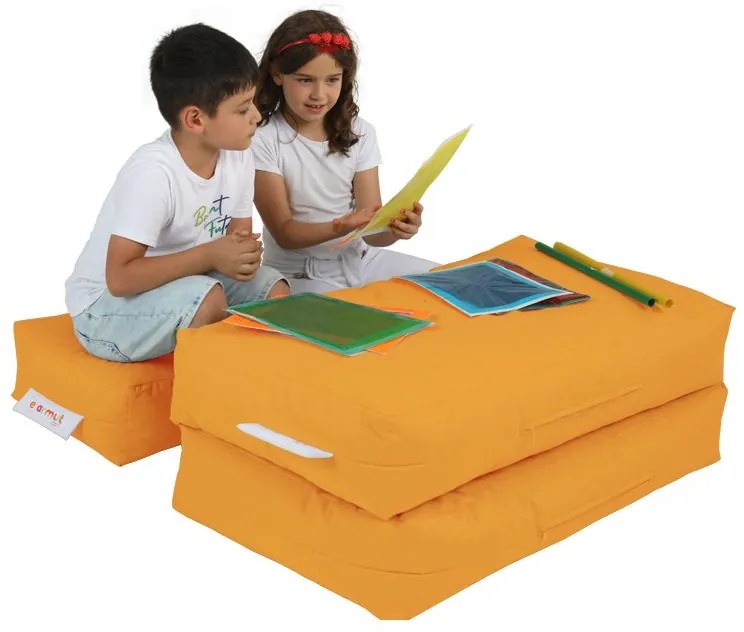 Dětský sedací vak Poufy s taburety 100 cm oranžový