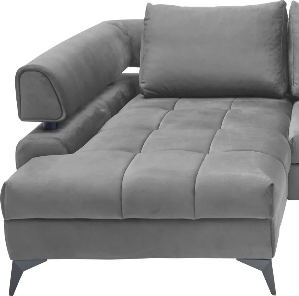 Rohová sedacia súprava Paris, stredne šedá látka, ľavý roh