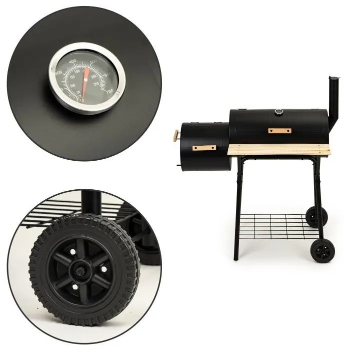 Veľký záhradný gril - 2 v 1 udiareň, teplomer + grilovacie príslušenstvo MODERNHOME - JY-061