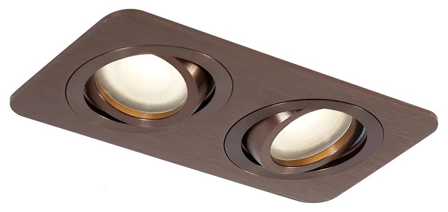 Zaoblené zapustené bodové svietidlo tmavý bronz GU10 50 mm otočné a naklápacie IP44 2-svetlá - Alberto