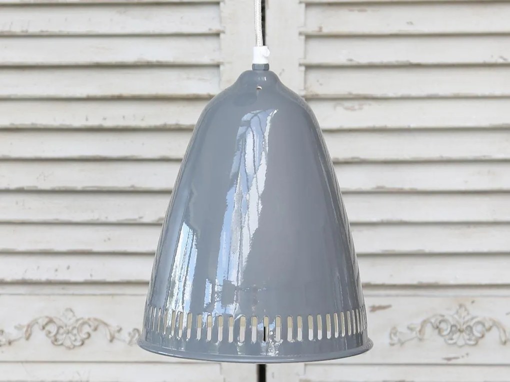 Chic Antique Stropná lampa Enamel grooves grey