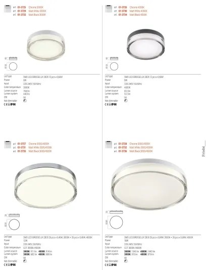 Redo 01-3725 - LED Stropné svietidlo FRISBI LED/8W/230V IP44 chróm