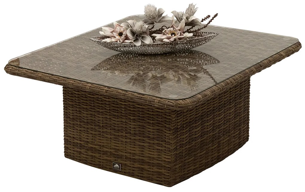 Deokork Ratanový stôl výsuvný jedálenský/odkladací 100 x 100 cm BORNEO LUXURY (hnedá)