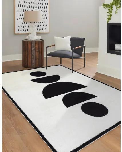 Moderný koberec MODE 8598 geometrická krémová / čierna Veľkosť: 120x170 cm