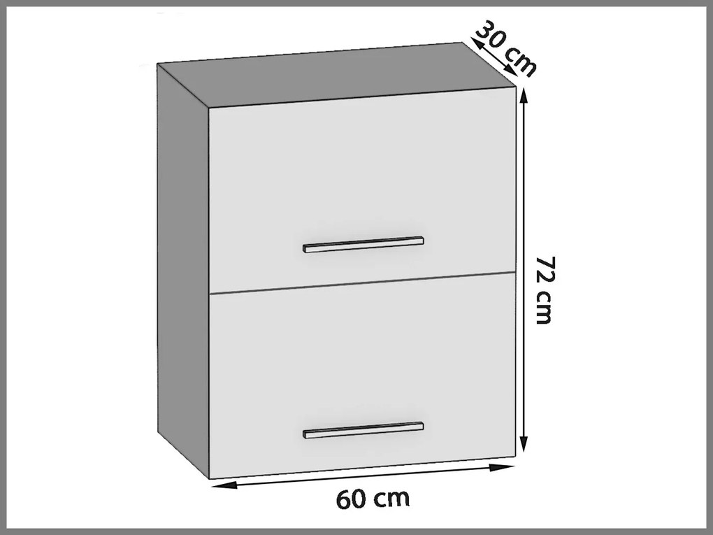 Kuchynská skrinka Belini horná 60 cm šedý lesk / šedý mat  INF SGP2-60/1/WT/SSR/0/B1