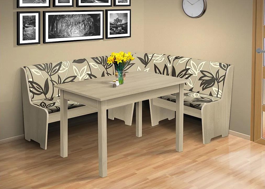 Nabytekmorava Rohová lavica so stolom farba lamina: agát (akát), čalúnenie vo farbe: Mega 37