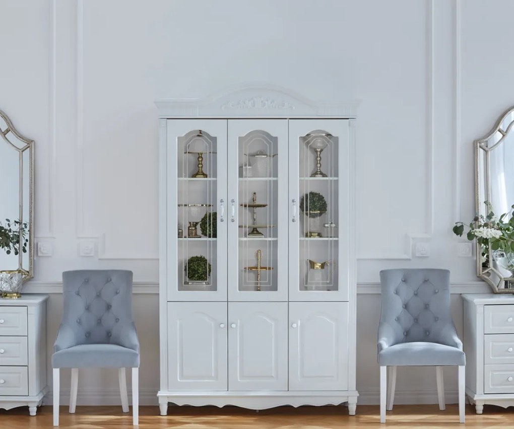 Biely regál 3-dverový Lyra, kolekcia Victoria