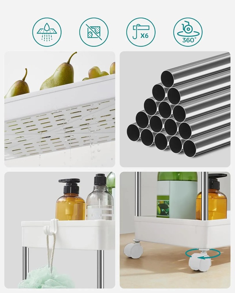 Regál na kolieskach VOXO I biely