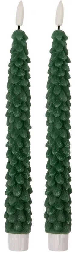 Set 2ks zelená úzka sviečka stromček Led Candle - Ø 2*25 cm / 2*AAA
