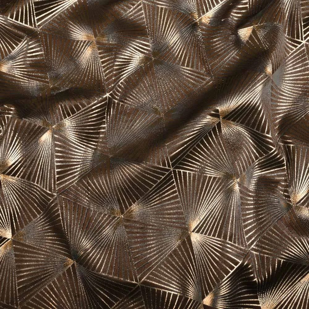 Biante Zamatový behúň na stôl Isabela IBL-012 Rose Gold trojuholníky na hnedom 45x140 cm
