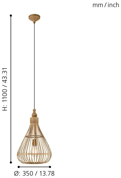 Eglo 49772 - Závesné svietidlo AMSFIELD 1xE27/60W