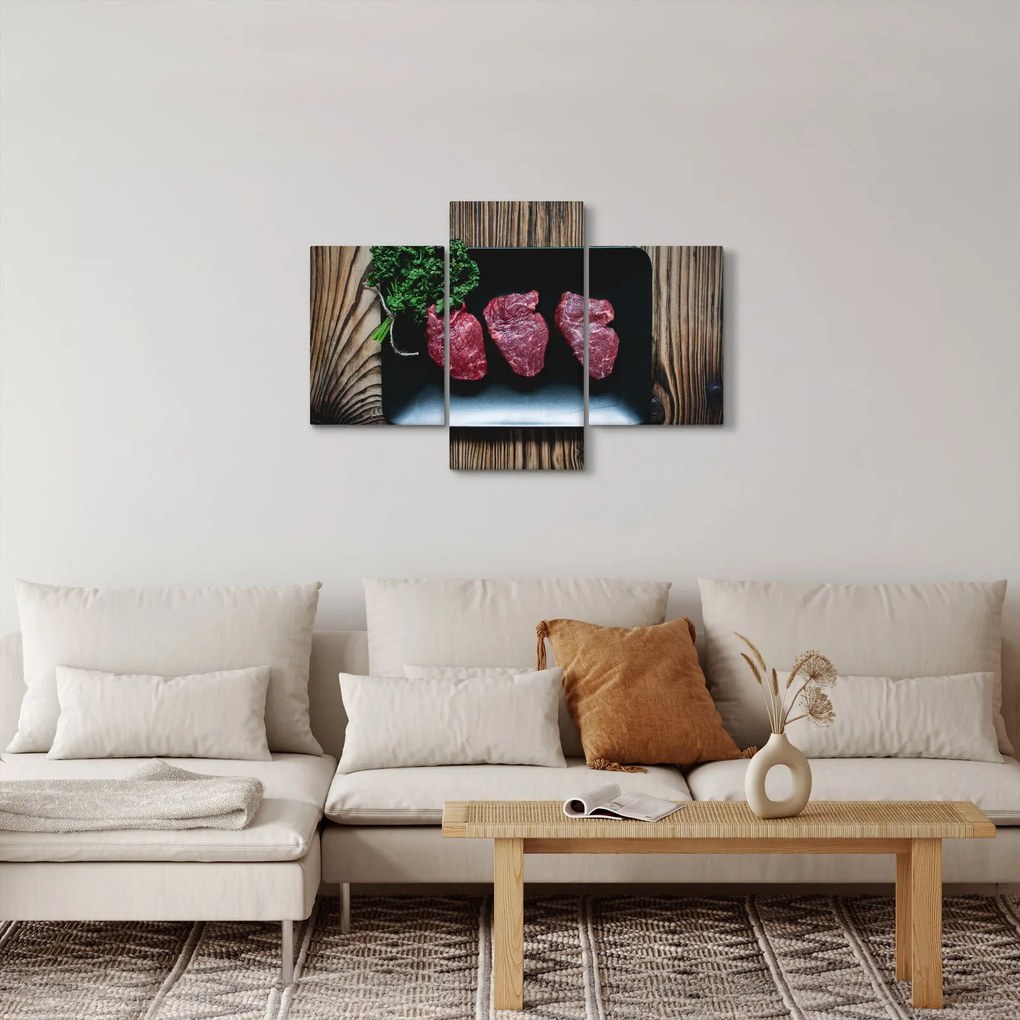 Obraz mäsa na tanieri (90x60 cm)