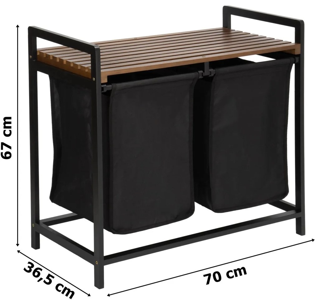 Bambusový kôš na bielizeň Hanoi čierno-hnedý